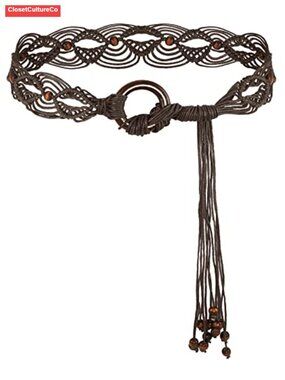 Boho Braided Woven Waist Belt Adjustable Wax Rope Bohemian Dress Belt